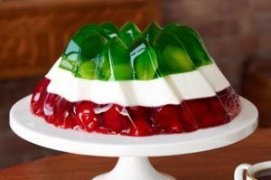 gelatina tricolor con frutas